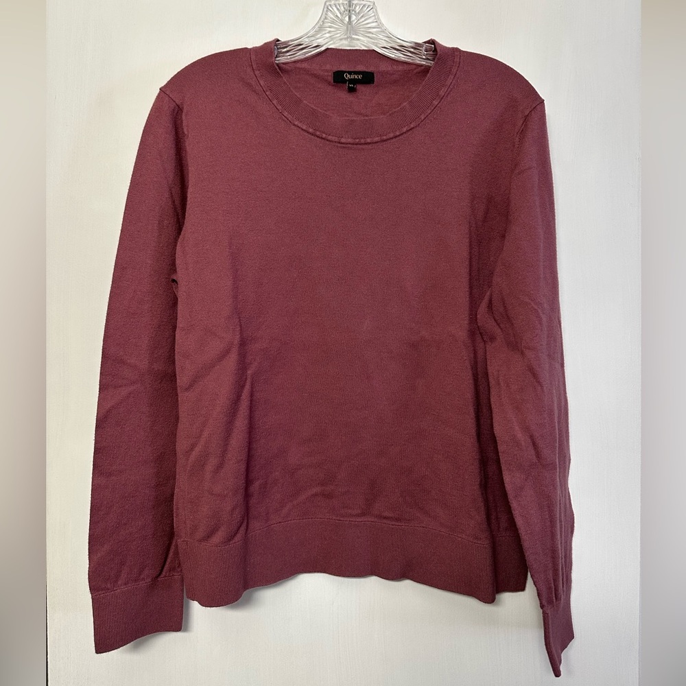 Quince Lightweight Cotton Cashmere Burgundy Sweater